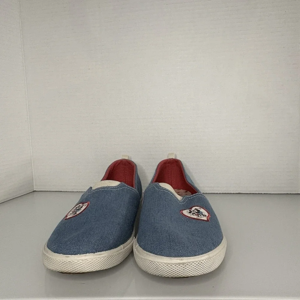 Disney Shoes Youth 5 Girls Mickey Mouse Comfort Slip On Loafer Blue Canvas